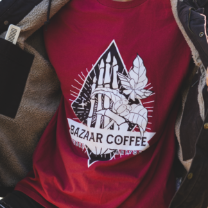 BAZAAR COFFEE LOGO TSHIRT IN CARDINAL RED