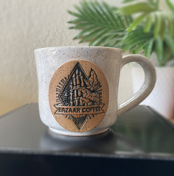 BAZAAR COFFEE LOGO MUG BY ELLISON POTTERY