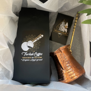 TURKISH COFFEE GIFT BOX: ORGANIC HAND GROUND COFFEE & CEZVE